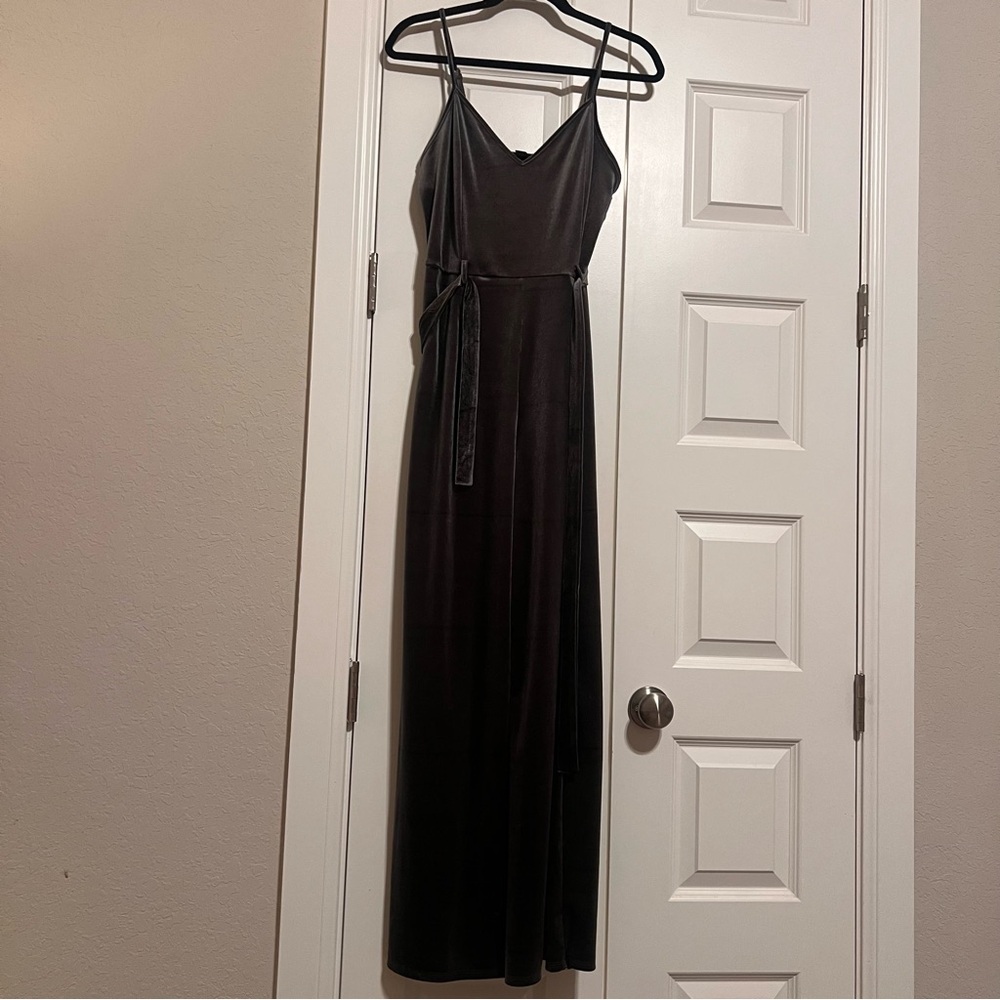 Forever 21 Metallic Gray Velour Jumpsuit